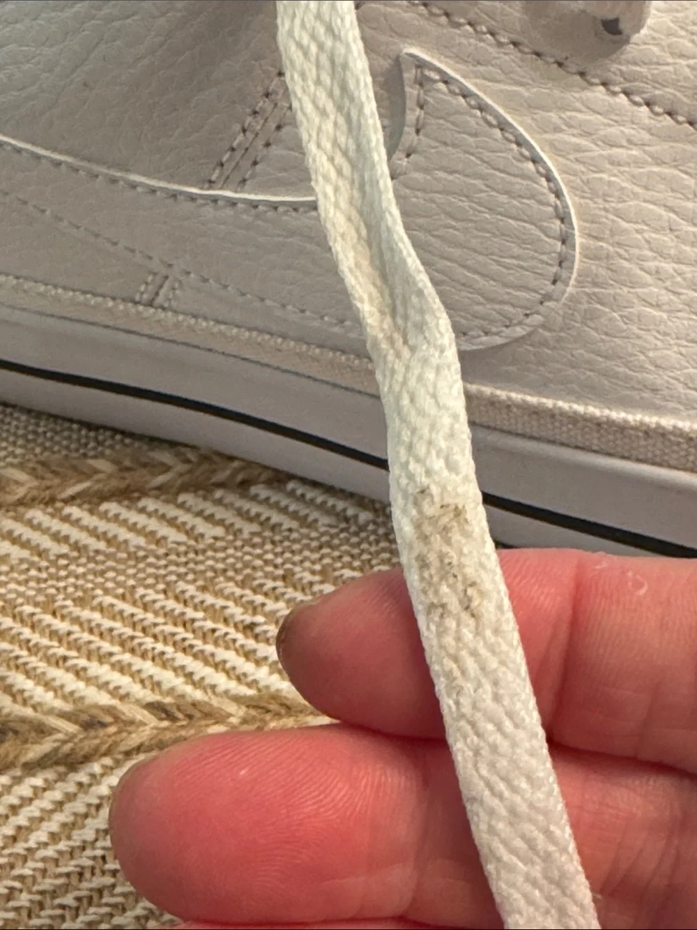 Nike White Low-Top Sneakers with Red Tongue Logo